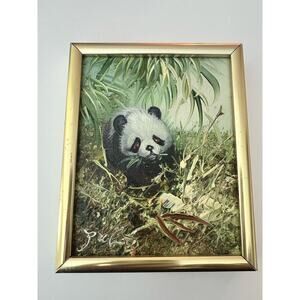 PANDA original painting 5x4 art animal wall art small art gift idea